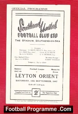 Southend United v Leyton Orient 1947