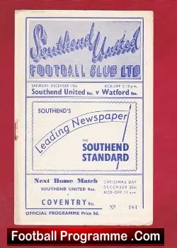 Southend United v Watford 1953 - football programme