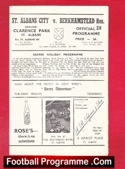 St Albans City v Berkhamstead Town 1947 – Reserves Match