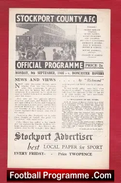 Stockport County v Doncaster Rovers 1946 - football programme