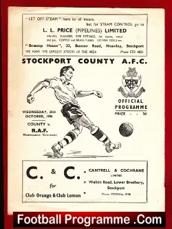Stockport County v Royal Air Force RAF 1958 - Football - football programme