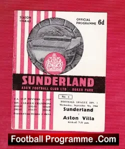Sunderland v Aston Villa 1964 - football programme