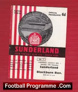 Sunderland v Blackburn Rovers 1964 - football programme