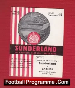 Sunderland v Chelsea 1964 - football programme