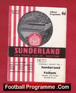 Sunderland v Fulham 1964 - football programme
