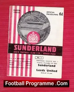 Sunderland v Leeds United 1964 - football programme