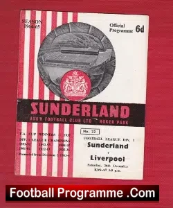 Sunderland v Liverpool 1964 - football programme
