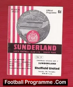 Sunderland v Sheffield United 1966 - football programme