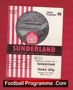 Sunderland v Stoke City 1964 - football programme