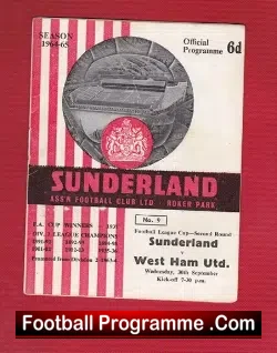 Sunderland v West Ham United 1964 - football programme
