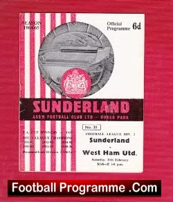 Sunderland v West Ham United 1965 - football programme