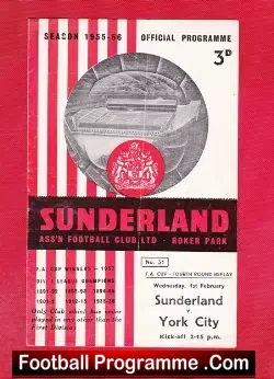 Sunderland v York City 1956 - football programme