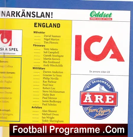 Sweden v England 1998