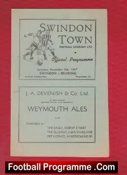 Swindon Town v Reading 1947