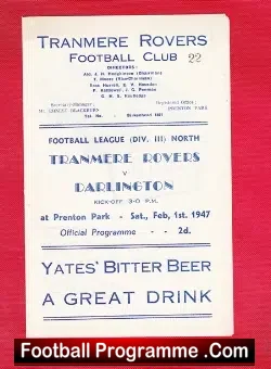 Tranmere Rovers v Darlington 1947