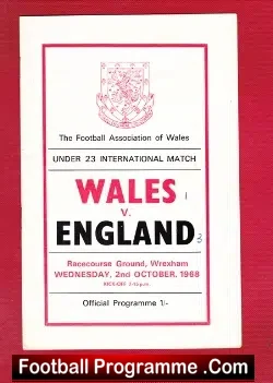 Wales v England 1968 – Under 23 at Wrexham