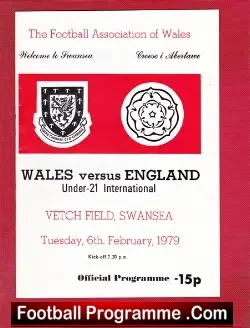 Wales v England 1979 – U21 at Swansea