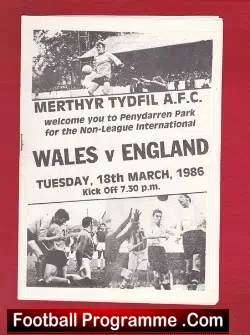 Wales v England 1986 – Schoolboys at Penydarren Park
