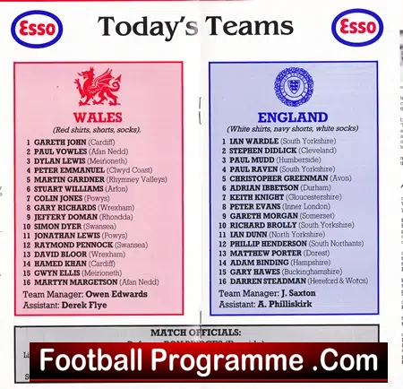 Wales v England 1988 – Schoolboys at Wrexham