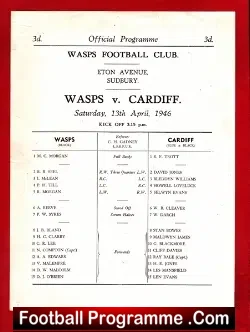 Wasps Rugby v Cardiff 1946 – Eton Avenue – Sudbury