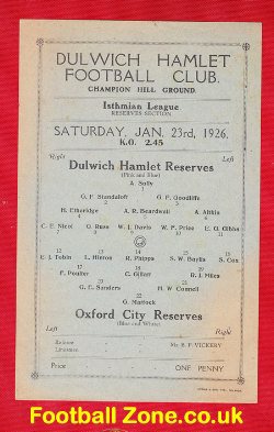 Dulwich Hamlet v Oxford City 1926 – Old Football Memorabilia