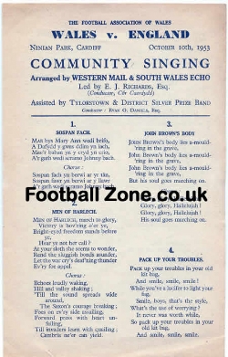 Wales v England 1953 – Community Song Sheet