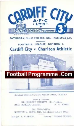 Cardiff City v Charlton Athletic 1953