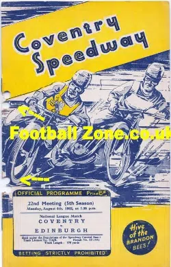 Coventry Speedway v Edinburgh 1952
