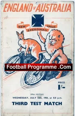 England Speedway v Australia 1950 – at New Cross