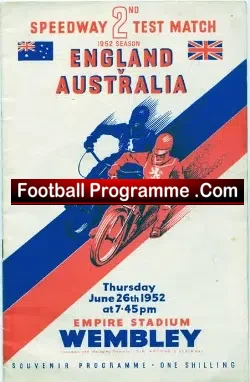 England Speedway v Australia 1952 – at Wembley
