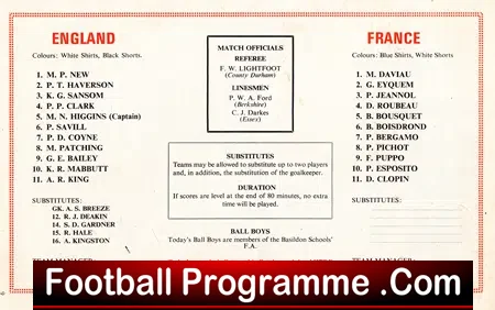 England v France 1974 – Wembley Schoolboys