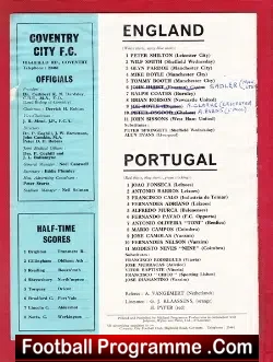 England v Portugal 1969 – Under 23 at Highfield Road Coventry