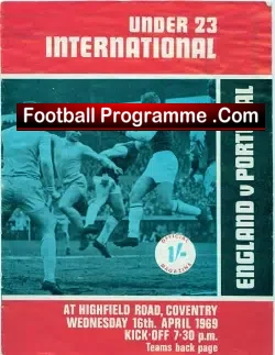 England v Portugal 1969 – Under 23 at Highfield Road Coventry
