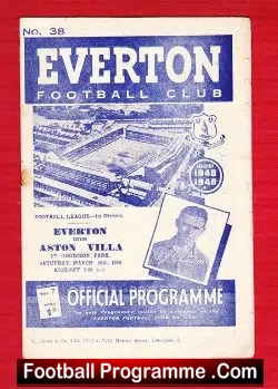 Everton v Aston Villa 1949 - football programme