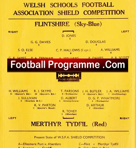 Flintshire Boys v Merthyr Tydfil Boys 1948 – Cup Final