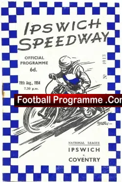 Ipswich Speedway v Coventry 1954 - speedway programme