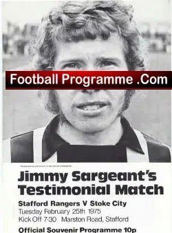 Jimmy Sargeant Testimonial Benefit Match Stafford Rangers 1975