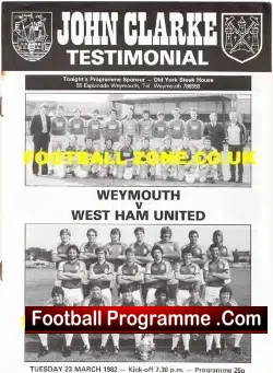 John Clarke Testimonial Benefit Match Weymouth 1982