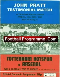 John Pratt Testimonial Benefit Match Tottenham 1978