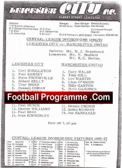 Leicester City v Manchester United 1986 – Reserves Match