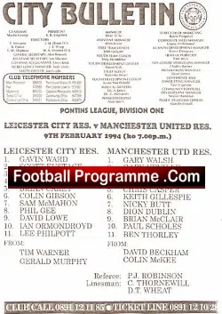 Leicester City v Manchester United 1994 – Reserves