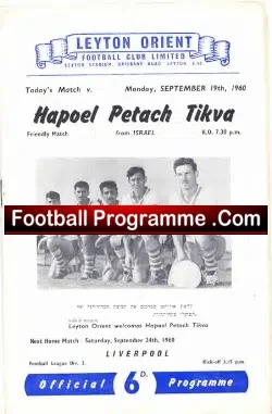 Leyton Orient v Hapoel Petach Tikva 1960 – Jewish Football Team