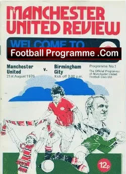 Manchester United v Birmingham City 1976 - Alan Foggon Debut - football programme