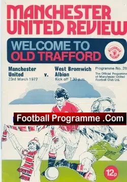 Manchester United v WBA 1977 - West Brom - football programme