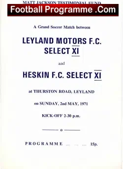 Matt Jackson Testimonial Benefit Match Leyland Motors 1971