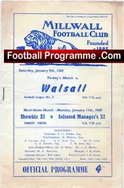 Millwall v Walsall 1960