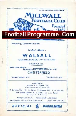 Millwall v Walsall 1961