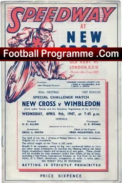 New Cross Speedway v Wimbledon 1947