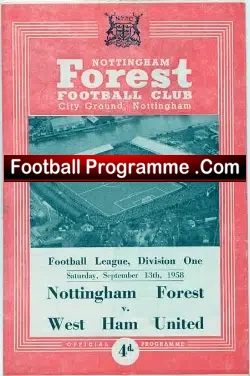 Nottingham Forest v West Ham United 1958