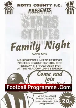 Notts County v Manchester United 1994 – Reserves Match